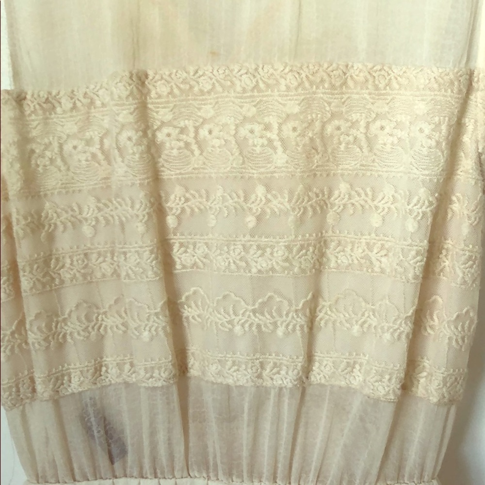 Sheer cream dress with embroidery and 2 slits!